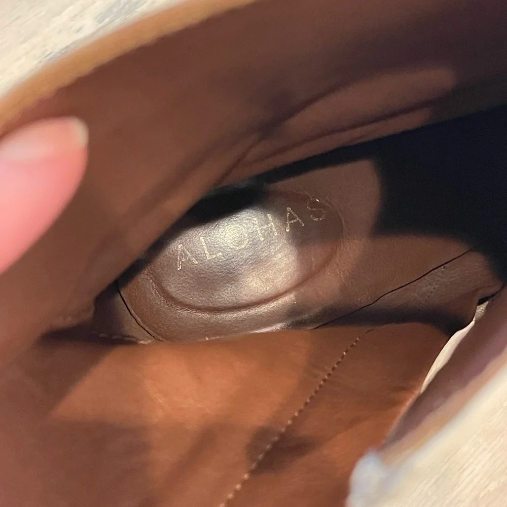 ALOHAS Cream and Brown Heeled Boots - Picture 7 of 10